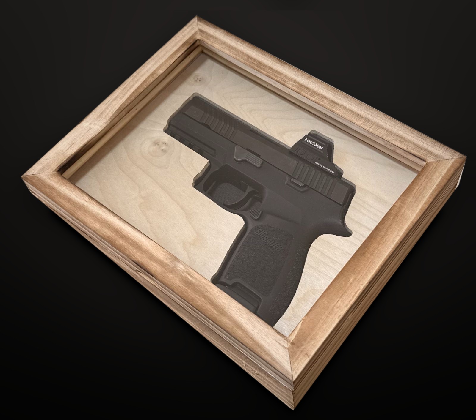 P320 in a case with birch overlay